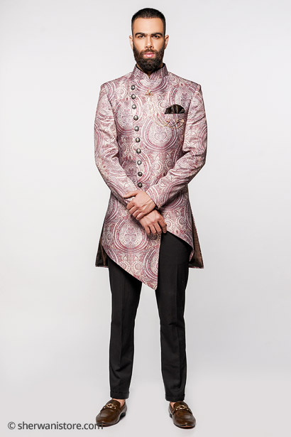 Indo Western with Trouser Men Multicolor Printed Polyester Fabric