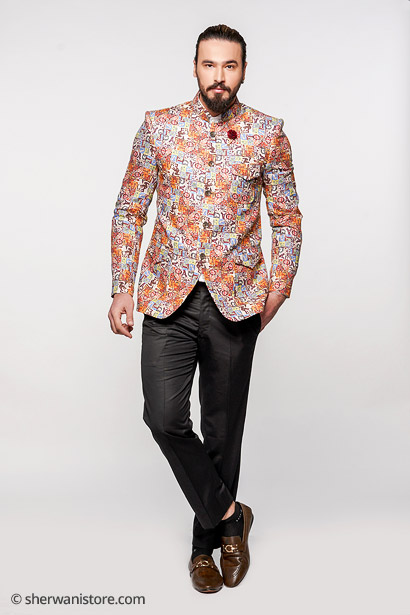 Jodhpuri with Trouser Men Multicolor with Pocket Flap Linen Fabric