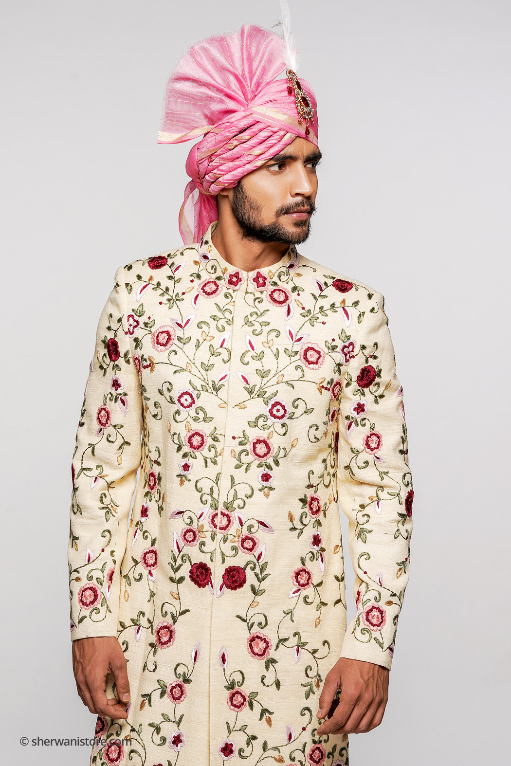 Wedding Sherwani with-kurta Churidar Pajama Juti Turban Kalgi Resha ...